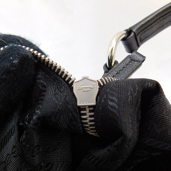 SOLD-Authentic Prada Black Nylon Leather Hobo Bag - Picture 8 of 8